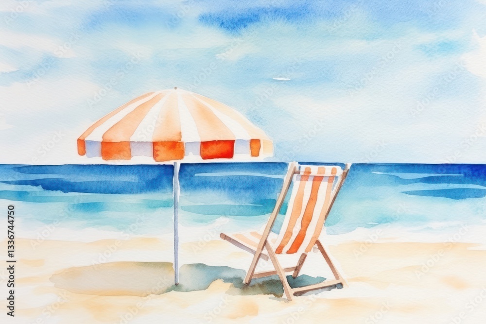 Summer and beach chair furniture painting outdoors. Summer and beach chair furniture painting outdoors.