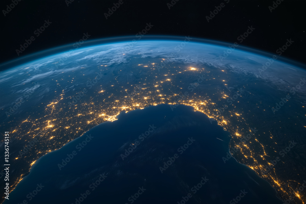 Obraz premium Earth at night: City lights from space