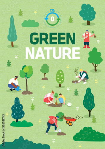 people planting trees in fields for conservation
