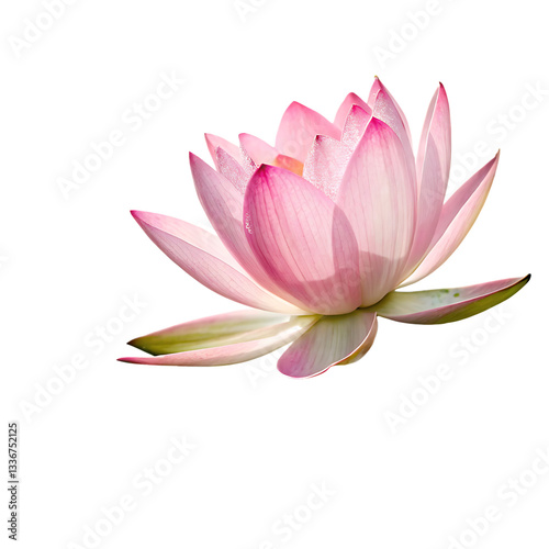 Pink lotus flower isolated on transparent background