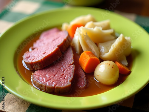 Corned Beef and Cabbage with Potatoes and Carrots – Traditional Irish Dish for St. Patrick’s Day
 photo