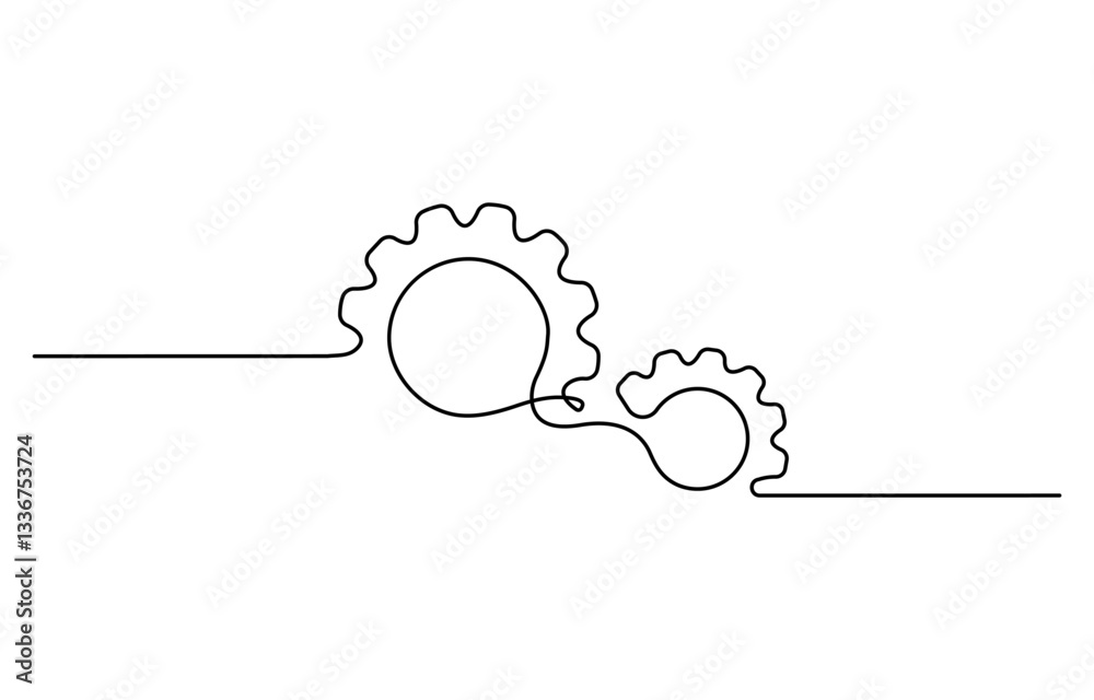 Setting icon continuous one line drawing vector illustration. Setting icon continuous one line drawing vector illustration.