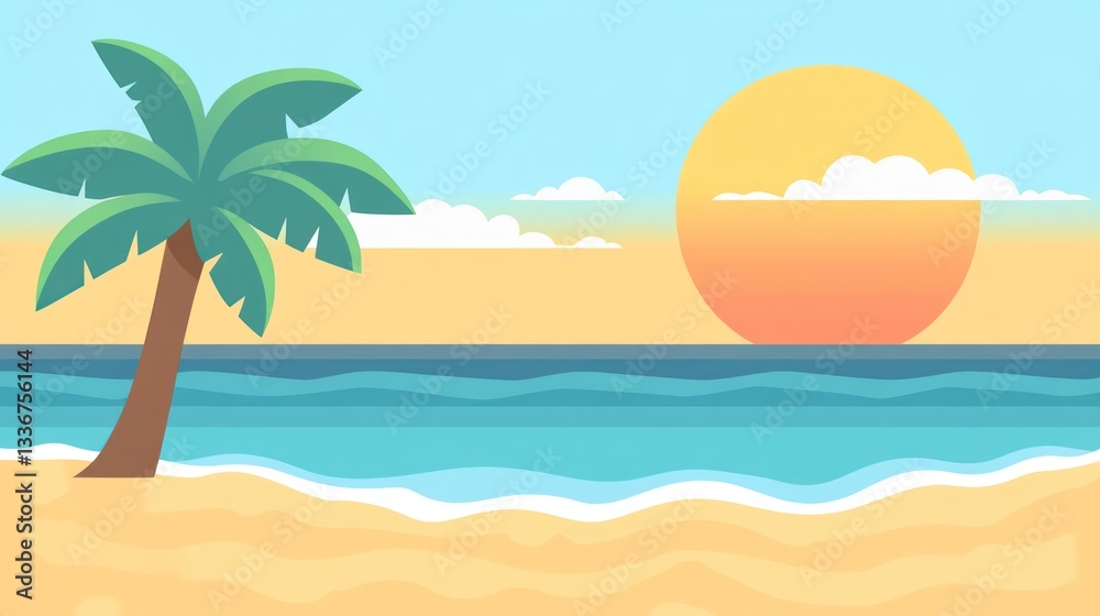 Obraz premium Tropical Beach Sunset Scene