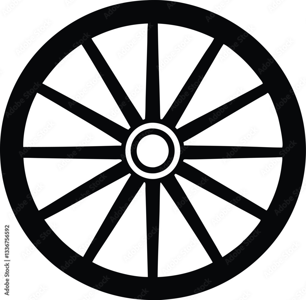 Wagon wheel silhouette vector, Wagon wheel icon Wagon wheel silhouette vector, Wagon wheel icon