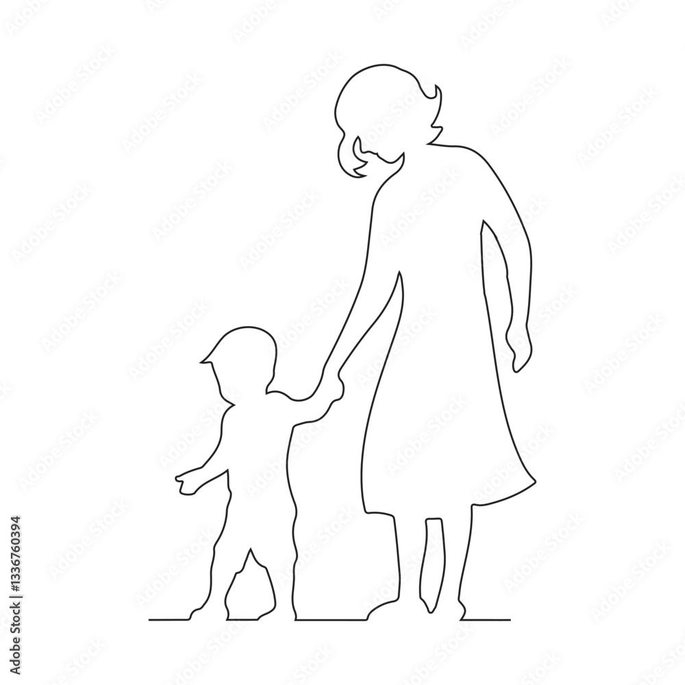 Happy Mother's Day line art Vector – Mother and Child Playing, Walking, Holding Hands – Mother's Day Icon Design Collection Happy Mother's Day line art Vector – Mother and Child Playing, Walking, Holding Hands – Mother's Day Icon Design Collection