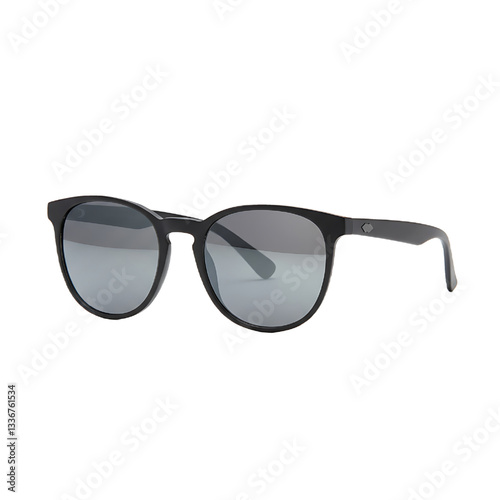 pair of trendy sunglasses with reflective lenses isolated on white background 