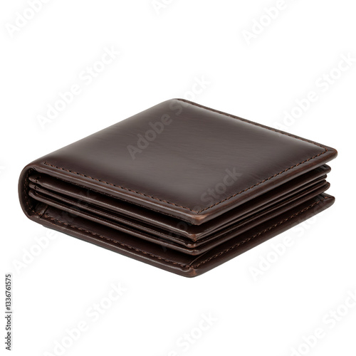 leather wallet with multiple card slots and visible stitching, isolated on a white background