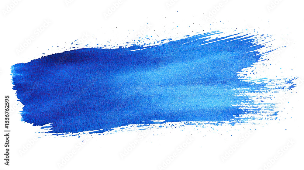 Obraz premium one single blue watercolor aquarelle abstract brush stroke isolated on white or transparent background