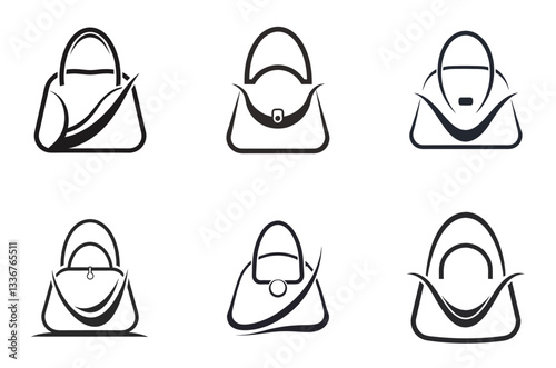 Elegant Handbag Icons Set for Fashion Design