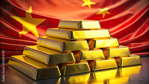 gold price commodity monetary.Gold bars stacked against vibrant flag, symbolizing wealth and