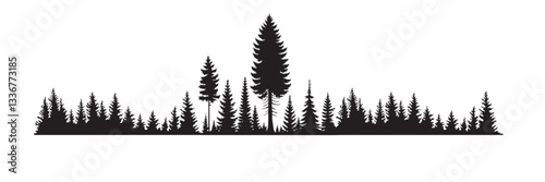 Tree and forest silhouettes, vector illustrations of trees and wild nature objects to create your own nature. Vector illustration