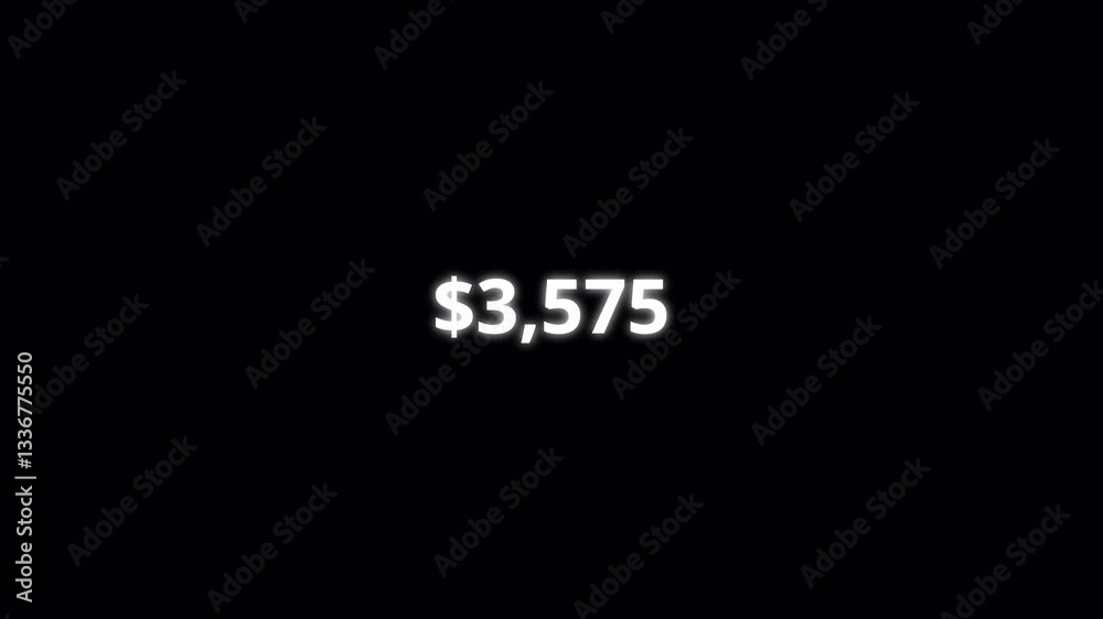 Dollar Counter Animation 0 to 5,000 on a transparent background, Animated five thousand Dollars of Counting Numbers, in 4k. Dollar Counter Animation 0 to 5,000 on a transparent background, Animated five thousand Dollars of Counting Numbers, in 4k.