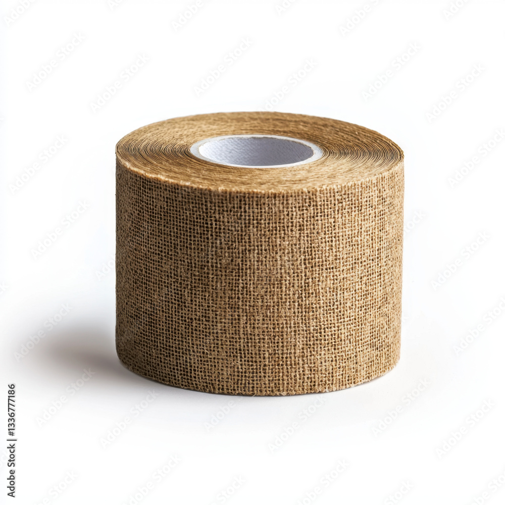 A roll of medical tape on a neutral background with copy space for text perfect for illustrating medical supplies and first aid equipment in healthcare environments and emergency situations A roll of medical tape on a neutral background with copy space for text perfect for illustrating medical supplies and first aid equipment in healthcare environments and emergency situations