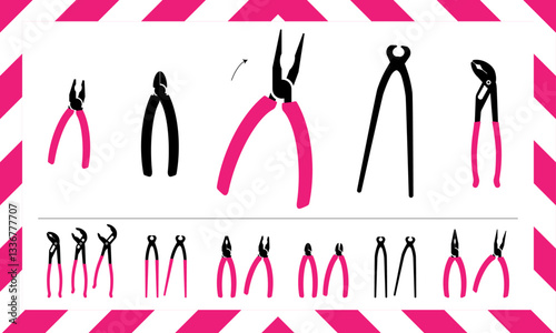 Pliers and cutting tools icon set