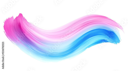 one single light blue and pink watercolor aquarelle abstract brush stroke isolated on white or transparent background