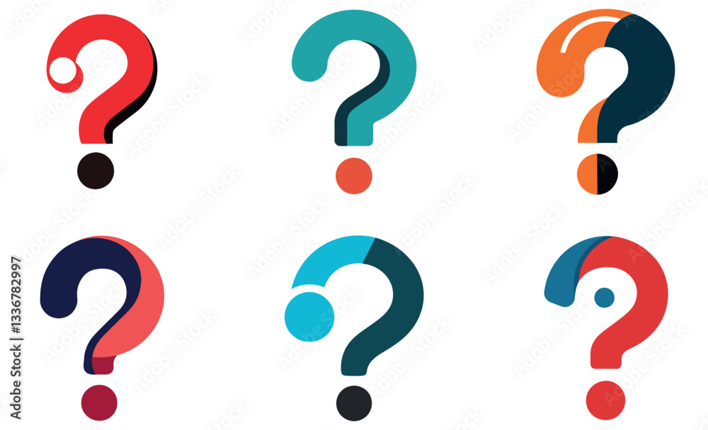 Colorful Question Mark Icon Set, Modern, Flat, Minimal Design Colorful Question Mark Icon Set, Modern, Flat, Minimal Design