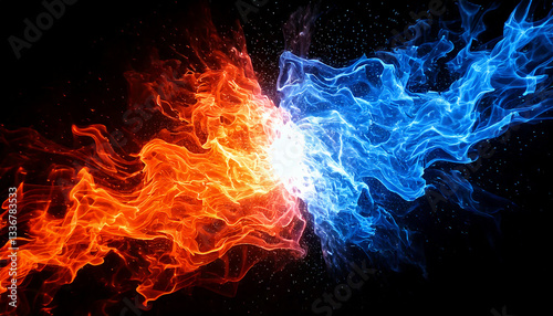 火と氷が融合する神秘的な瞬間。generative ai