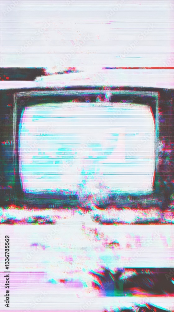 Obraz premium Glitching Television Screen: A Distorted Digital Art Piece