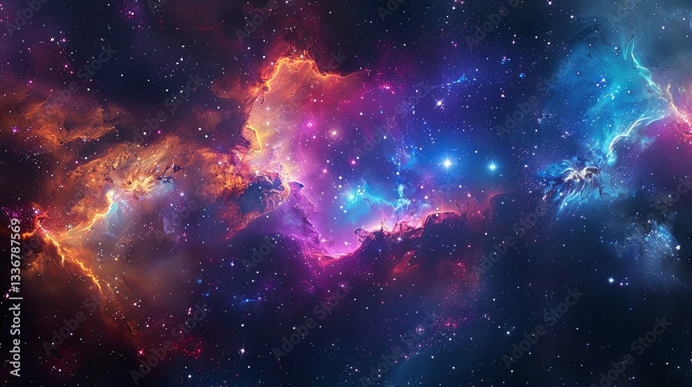 Obraz premium A beautiful and colorful nebula with scattered bright stars visible