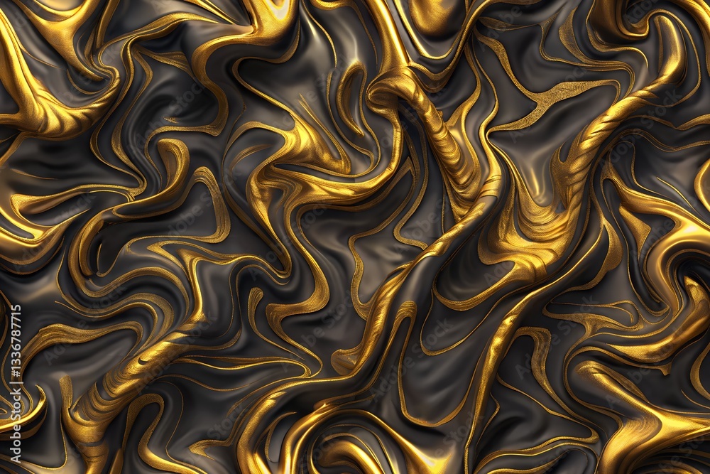 Obraz premium Abstract Gold and Black Swirl Pattern