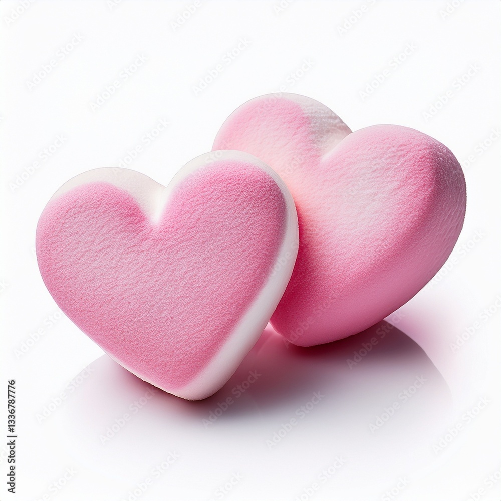 Fototapeta premium pink heart shaped candies isolated