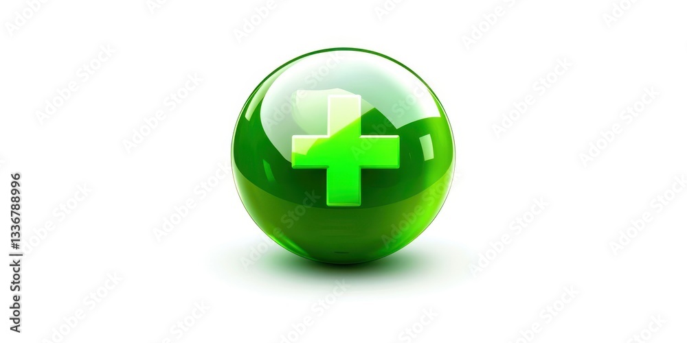 Fototapeta premium A green pill with a cross on it