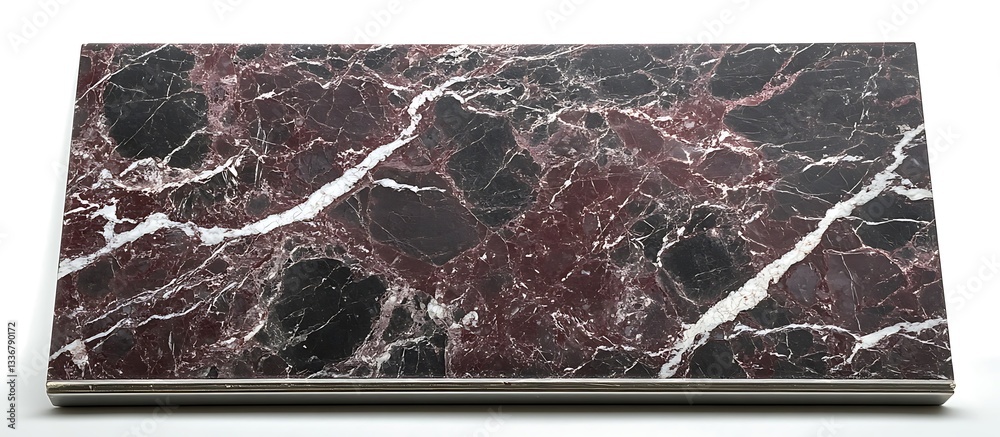 Dark red marble slab, white veins