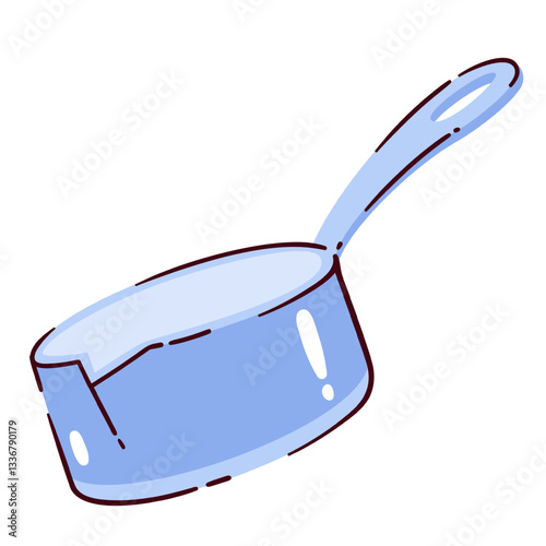 Measuring spoon with spout. Chefs tool to measure dosage of food ingredient for cooking and baking, plastic or metal spoon. Bakery mascot, scoop cartoon vector illustration