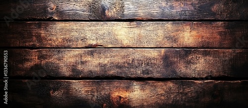 Obraz na płótnie Dark brown aged wood plank texture w salonie