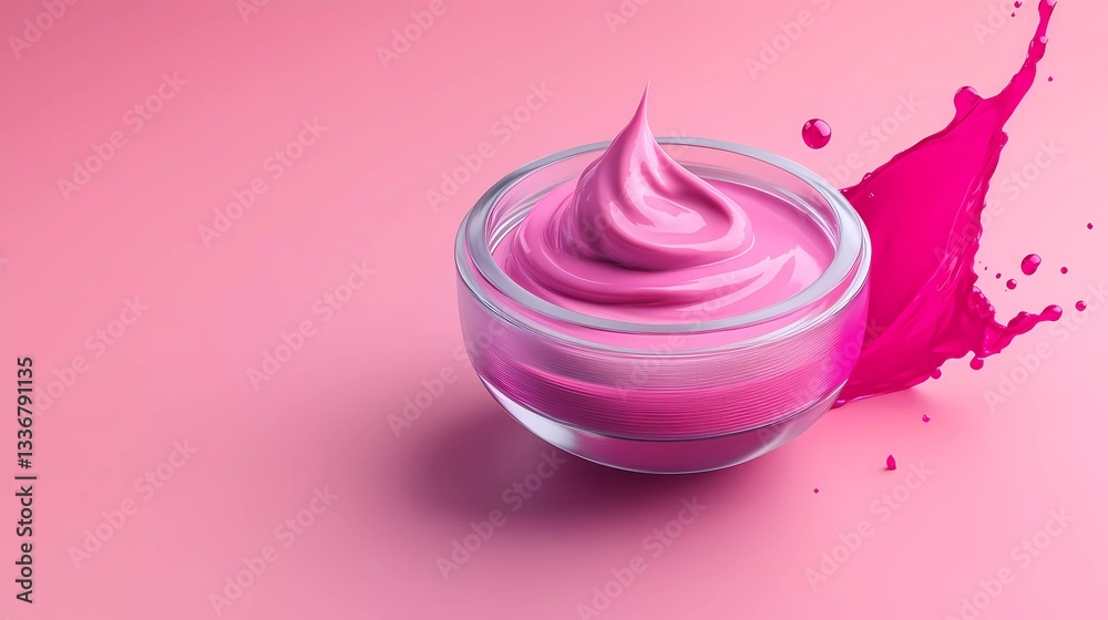 Open cosmetic cream container with smooth texture, illustrating professional skincare, rejuvenation, and dermatological care, ideal for promotional materials, sketchbook style Open cosmetic cream container with smooth texture, illustrating professional skincare, rejuvenation, and dermatological care, ideal for promotional materials, sketchbook style