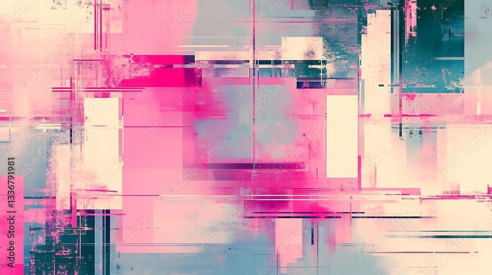 Abstract pink, blue geometric art