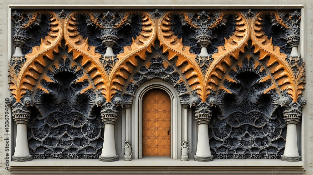 Ornate archway, fantasy architecture, detailed design