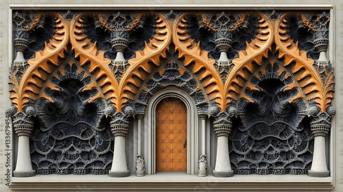 Obraz na płótnie Ornate archway, fantasy architecture, detailed design w salonie