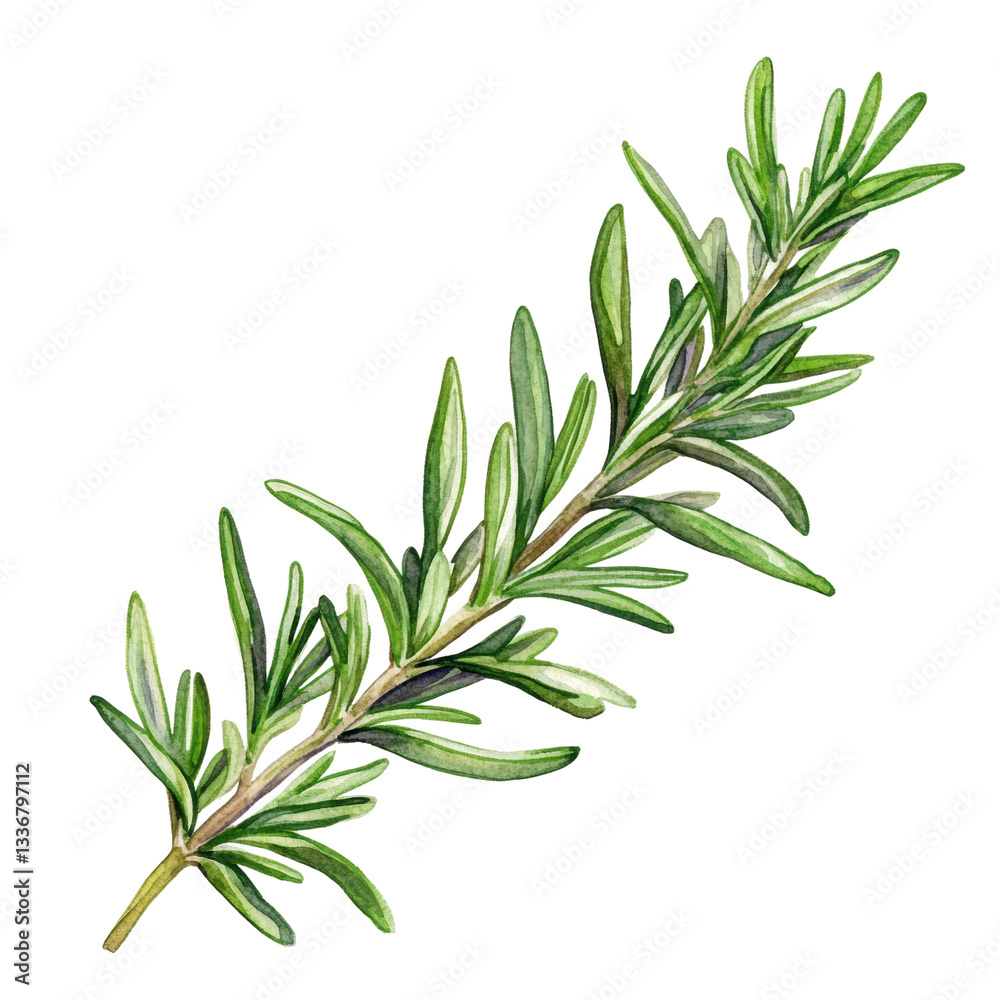 Obraz premium Fresh Rosemary Sprig Illustration with Transparent Background