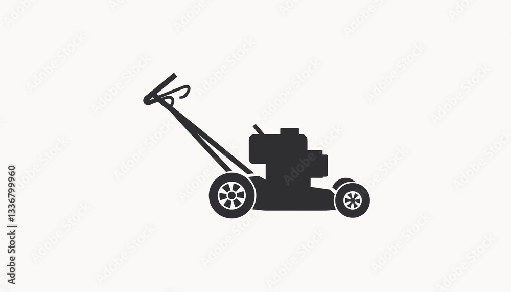 Lawn mower silhouette on light background Lawn mower silhouette on light background