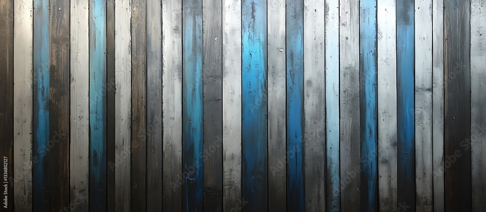 Blue and grey wood plank wall texture