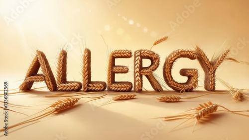 Wheat allergy represented with creative wheat stalks forming the word