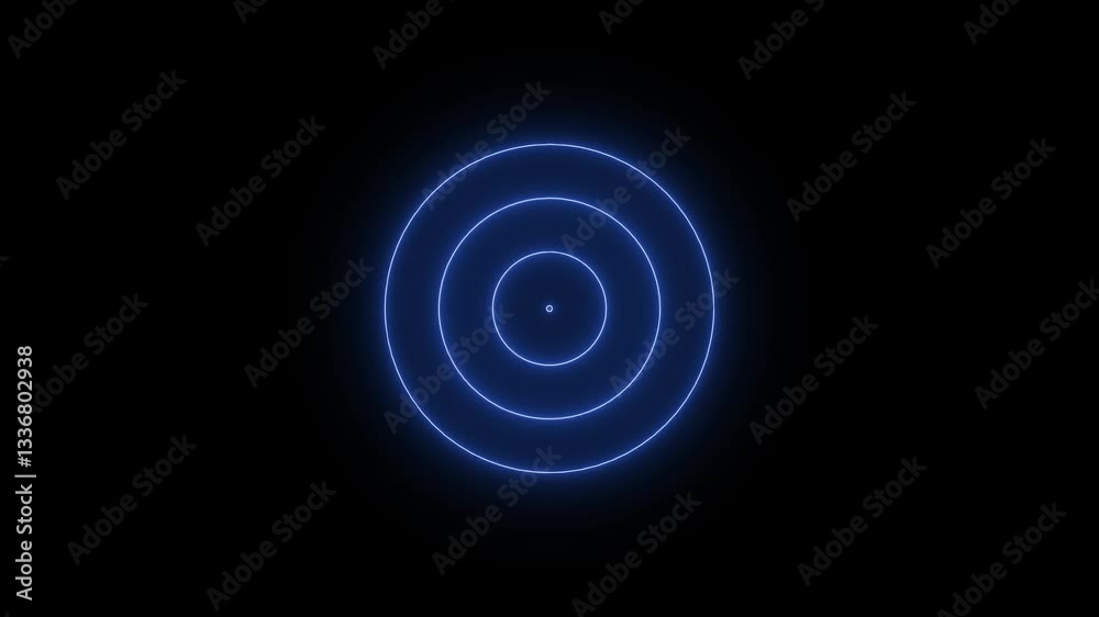 White neon Glowing radio wave signal animation on black background