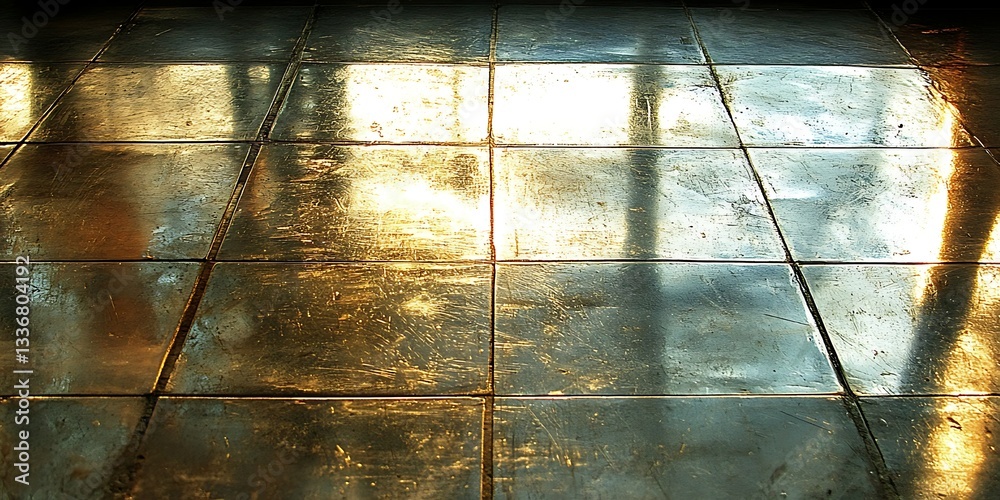 Sunlight on gold tiled floor