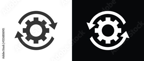 Workflow process icon. Gear icon in a continuous loop.