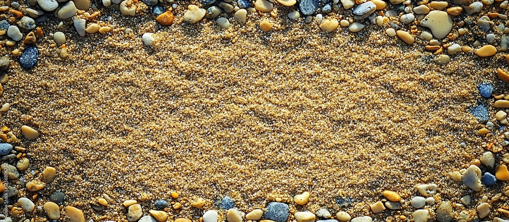 Pebble frame on sandy beach