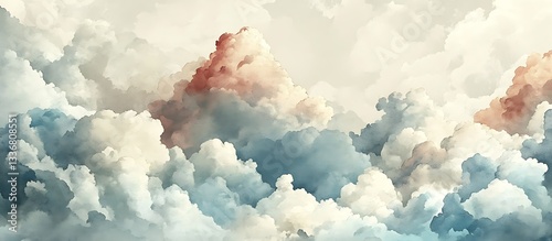 Dreamy cloudscape, aerial view, textured sky