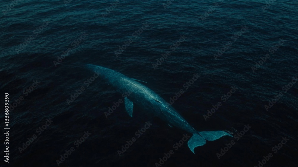 Fototapeta premium Witness the wonder of a blue whale's fluke rising ocean gigapixel photography marine environment underwater viewpoint awe-inspiring moment