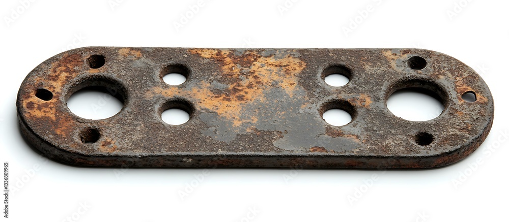 Rusty metal plate, isolated, white background