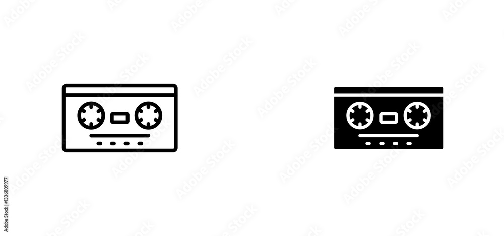 Cassette tape icons set for apps and web ui designs. simple isolated graphics. Cassette tape icons set for apps and web ui designs. simple isolated graphics.
