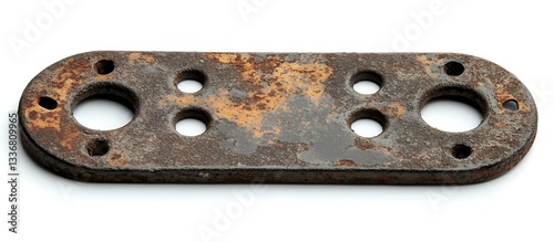 Rusty metal plate, isolated, white background