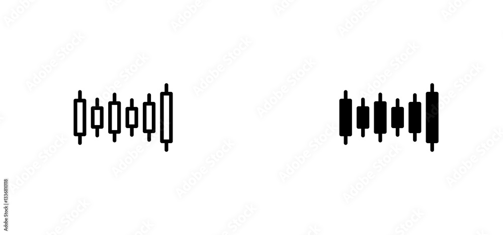 Fototapeta premium Chart candlestick icons set for apps and web ui designs. simple isolated graphics.