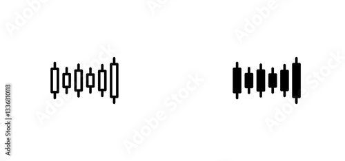 Chart candlestick icons set for apps and web ui designs. simple isolated graphics.