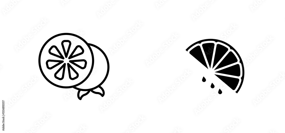 Citrus icons set for apps and web ui designs. simple isolated graphics.