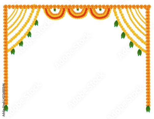 Marigold Flower rangoli Design for Diwali Festival , Indian Festival flower decoration